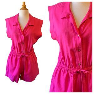 NWT Mia & Tess Pink Linen Cotton Romper Jumpsuit - XL